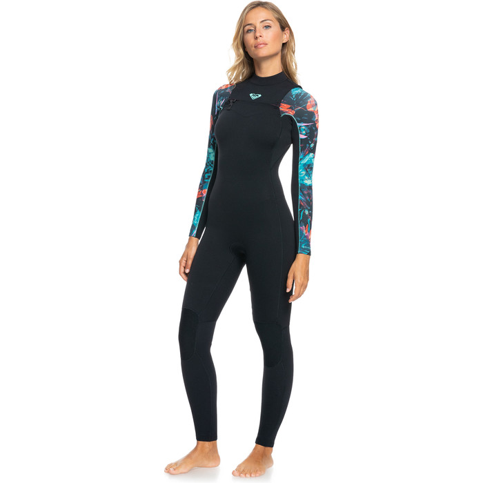 2024 Roxy Womens Elite XT 4/3mm GBS Chest Zip Wetsuit ERJW103134 - Anthracite Leaf